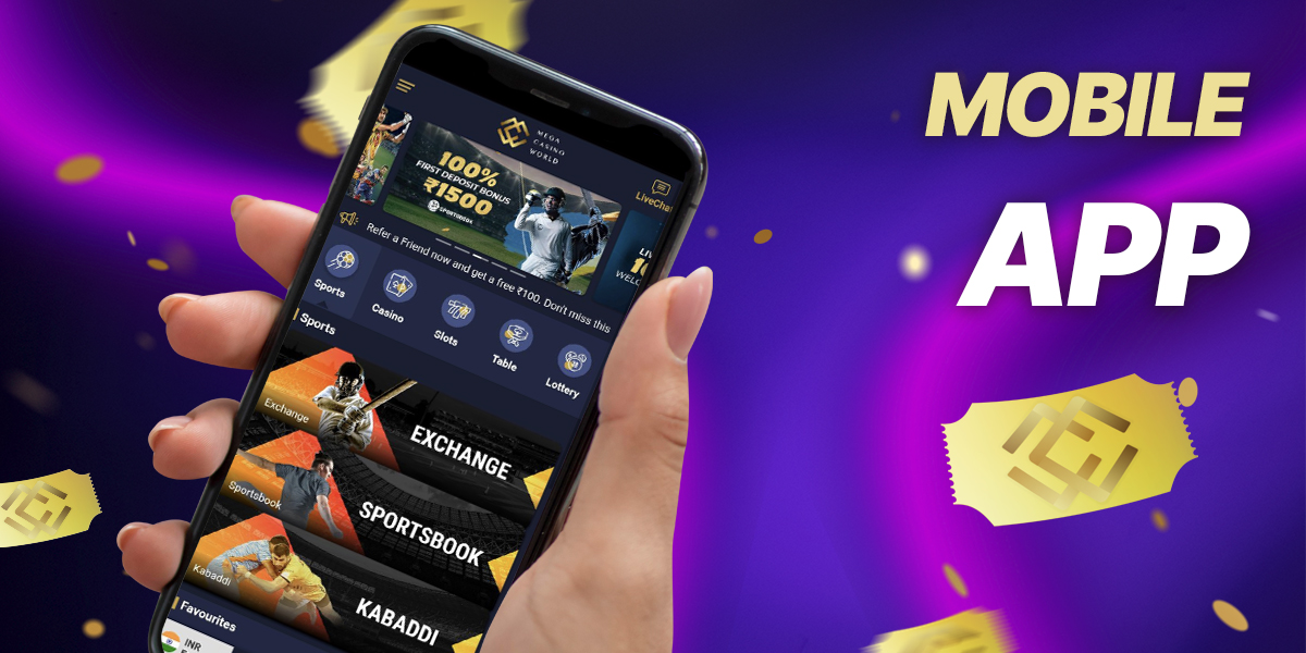 Mega Casino World mobile application for online casino and sports betting